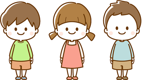 順番を待つ、1列に並ぶ子ども